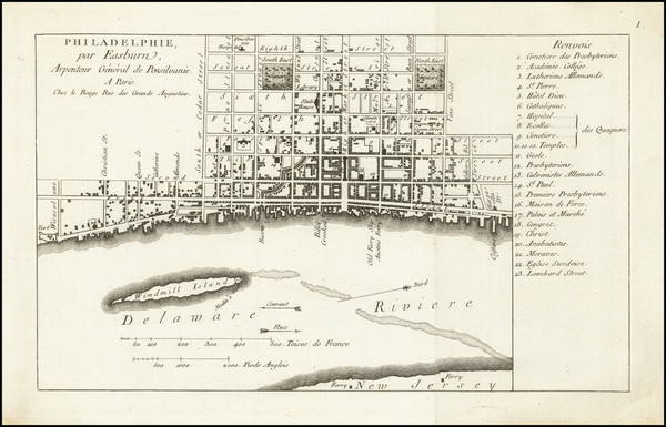 78-Philadelphia Map By Benjamin Eastburn / Georges Louis Le Rouge