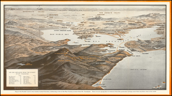 90-Pictorial Maps and San Francisco & Bay Area Map By Mt. Tamalpais and Muir Woods Railway