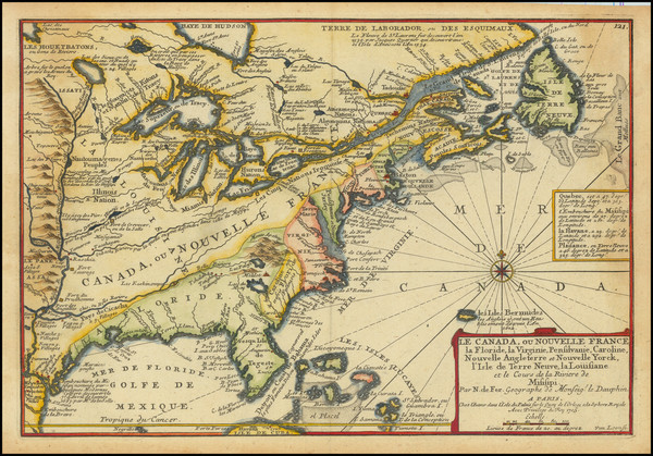 81-United States and Canada Map By Nicolas de Fer