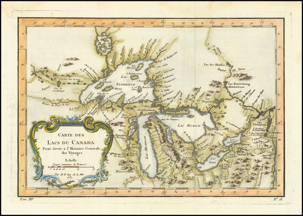 99-Midwest, Michigan and Canada Map By Jacques Nicolas Bellin