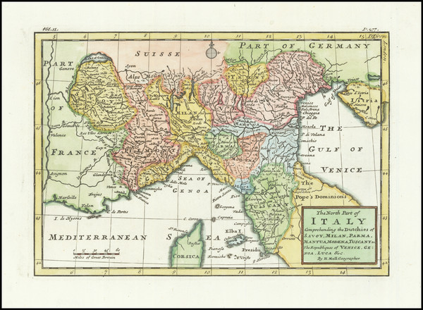 45-Northern Italy Map By Herman Moll