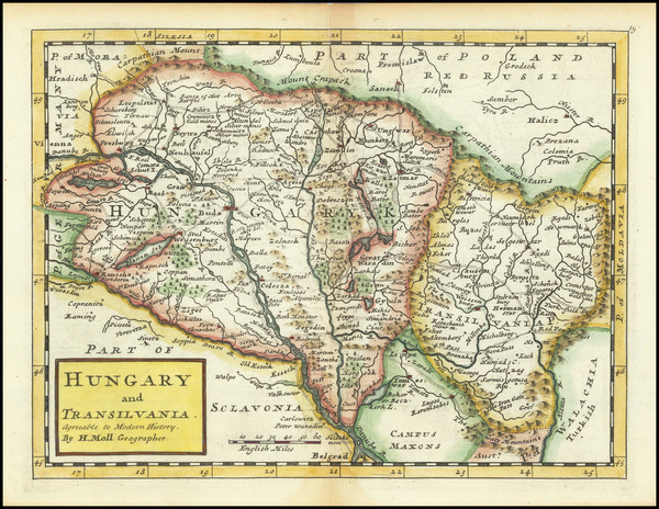 94-Hungary and Romania Map By Herman Moll