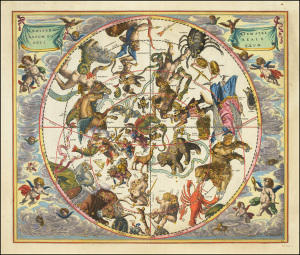 69-Celestial Maps Map By Andreas Cellarius