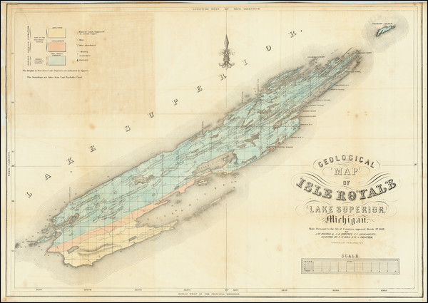 36-Michigan Map By Josiah Dwight Whitney  &  John Wells Foster