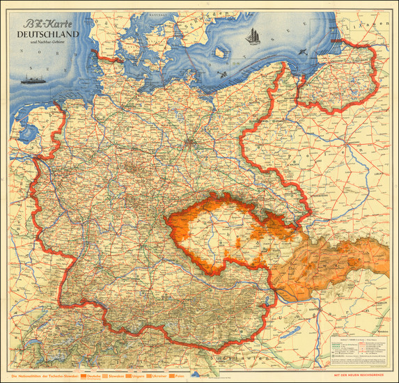 32-World War II and Germany Map By Deutschen Verlag