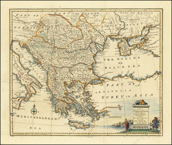 91-Balkans, Turkey and Greece Map By Emanuel Bowen