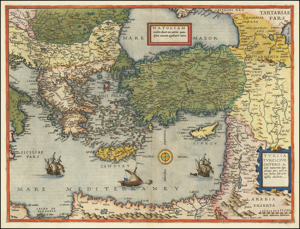 44-Balkans, Turkey, Holy Land, Turkey & Asia Minor and Greece Map By Cornelis de Jode