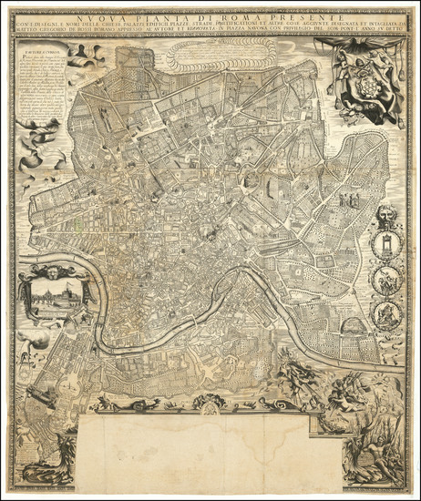 86-Rome Map By Giovanni Battista  Falda / Matteo Gregorio di Rossi