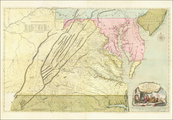 100-Mid-Atlantic, Maryland, Southeast and Virginia Map By Joshua Fry  &  Peter Jefferson