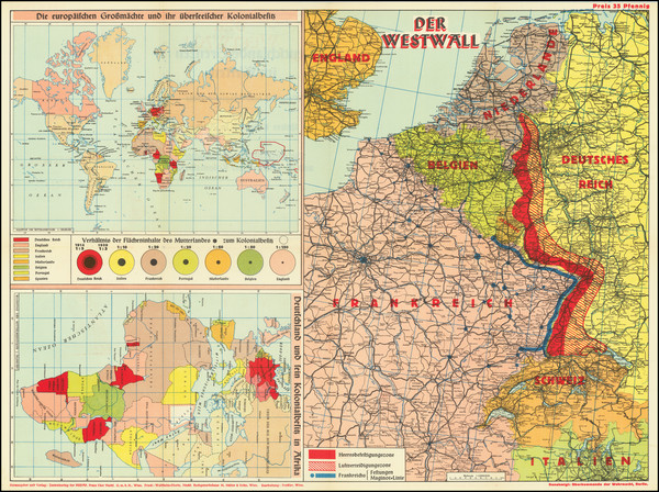 44-World, Africa, World War II and Germany Map By Zentralverlag der NSDAP