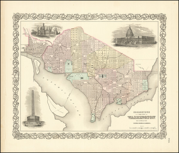 59-Washington, D.C. Map By Joseph Hutchins Colton