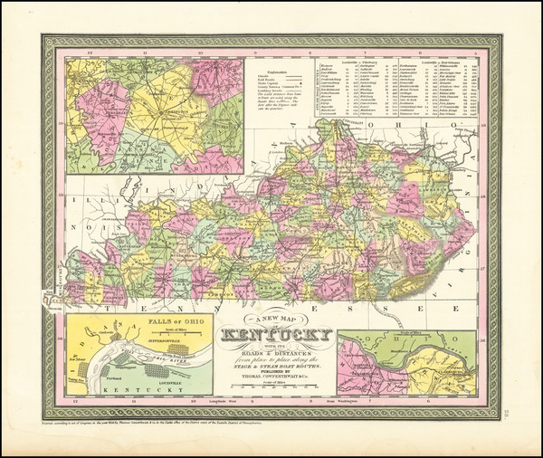 1-Kentucky Map By Thomas, Cowperthwait & Co.