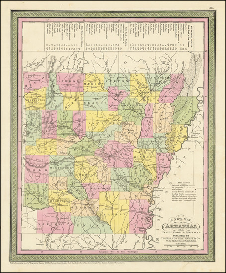 100-Arkansas Map By Thomas, Cowperthwait & Co.