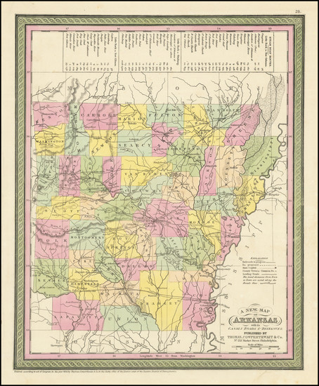 29-Arkansas Map By Thomas, Cowperthwait & Co.