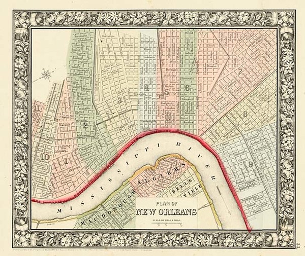 70-South Map By Samuel Augustus Mitchell Jr.