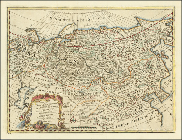 45-Russia and Russia in Asia Map By Emanuel Bowen