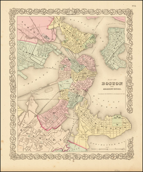 16-Boston Map By Joseph Hutchins Colton