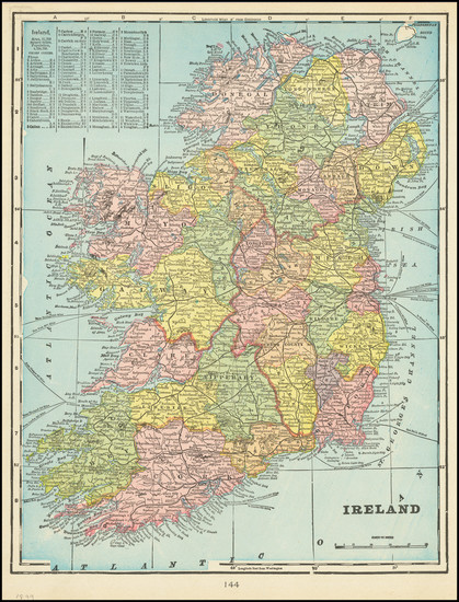 78-Ireland Map By George F. Cram