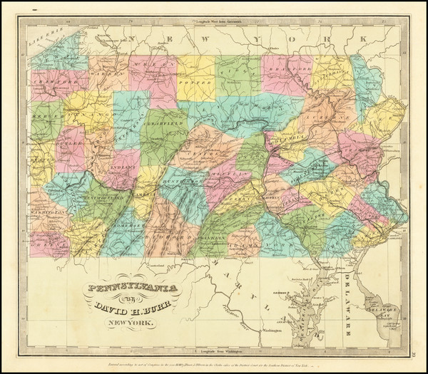 38-Pennsylvania Map By David Hugh Burr