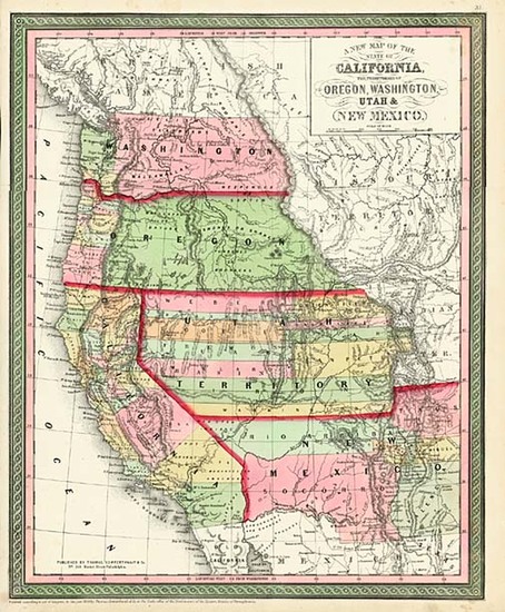 92-Southwest, Rocky Mountains and California Map By Thomas, Cowperthwait & Co.