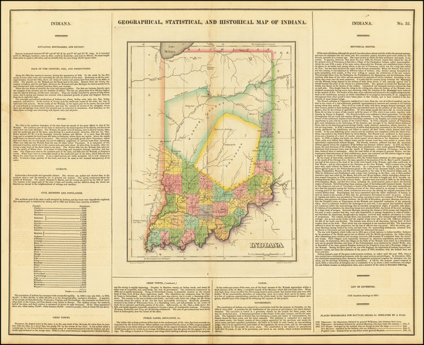 40-Indiana Map By Henry Charles Carey  &  Isaac Lea