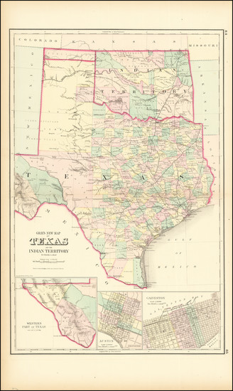2-Texas and Oklahoma & Indian Territory Map By O.W. Gray