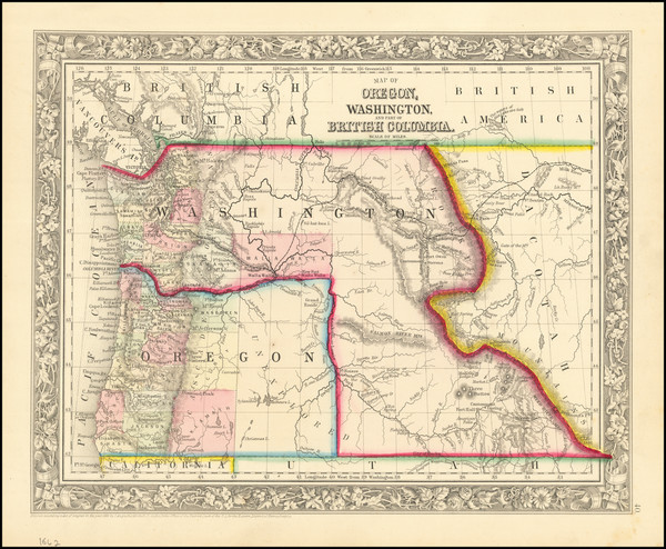 49-Idaho, Pacific Northwest, Oregon and Washington Map By Samuel Augustus Mitchell Jr.