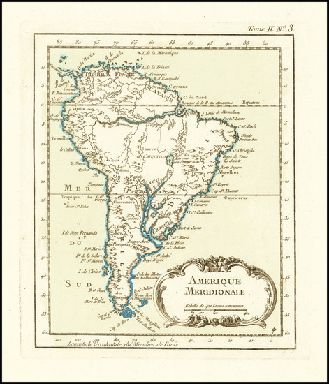 71-South America Map By Jacques Nicolas Bellin