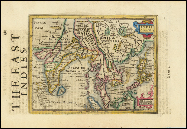 73-India and Southeast Asia Map By Jodocus Hondius