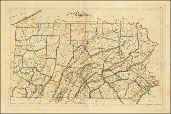 11-Pennsylvania Map By Mathew Carey