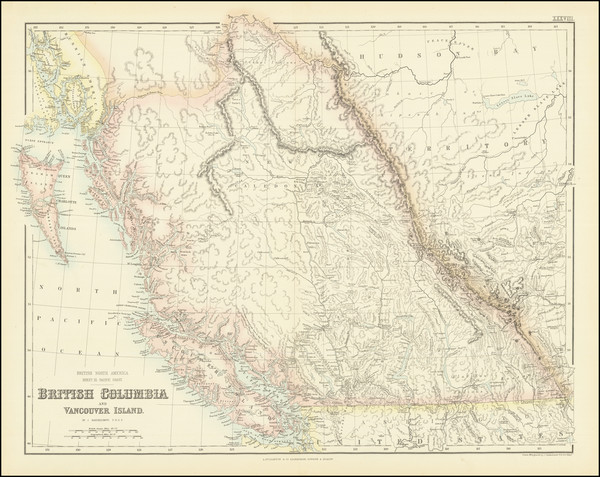 88-Pacific Northwest, Washington and British Columbia Map By Archibald Fullarton & Co.