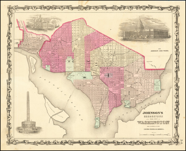 57-Washington, D.C. Map By Alvin Jewett Johnson  &  Benjamin P Ward