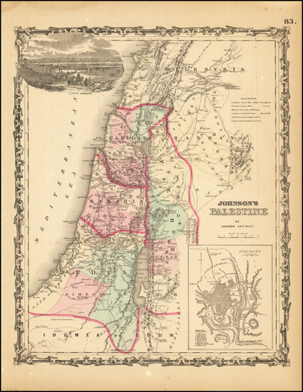 91-Holy Land Map By Alvin Jewett Johnson  &  Benjamin P Ward