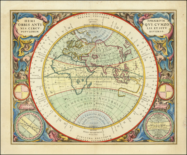 76-Eastern Hemisphere, Indian Ocean and Celestial Maps Map By Andreas Cellarius