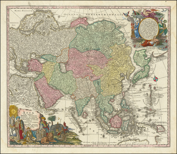 62-Asia Map By Matthaus Seutter / Johann Michael Probst