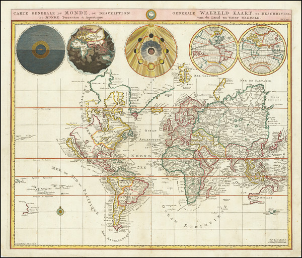 5-World and California as an Island Map By Johannes Covens  &  Cornelis Mortier