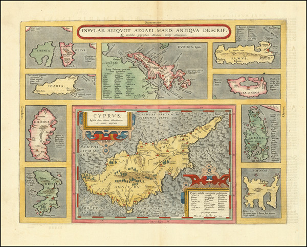 23-Cyprus and Greece Map By Abraham Ortelius