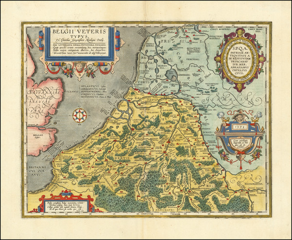 28-Netherlands and Belgium Map By Abraham Ortelius