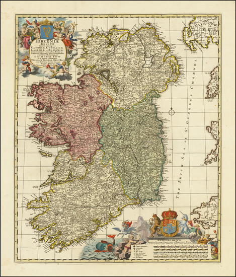 75-Ireland Map By Peter Schenk / Nicolaes Visscher II