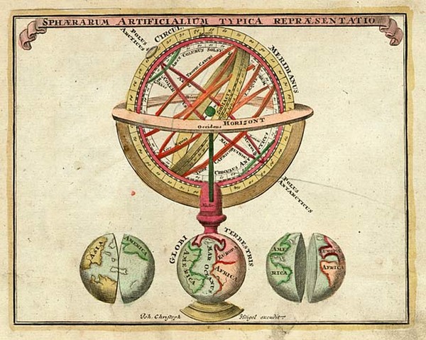 24-World, Celestial Maps and Curiosities Map By Adam Friedrich Zurner / Johann Christoph Weigel