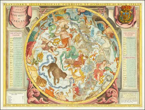 89-Celestial Maps Map By Vincenzo Maria Coronelli