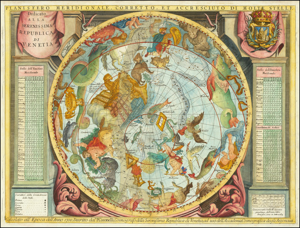 37-Celestial Maps Map By Vincenzo Maria Coronelli