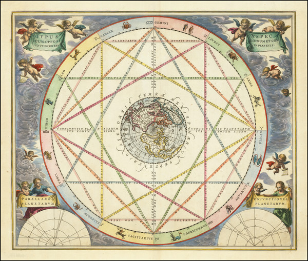 100-Northern Hemisphere, Polar Maps, North America, California and Celestial Maps Map By Andreas Ce