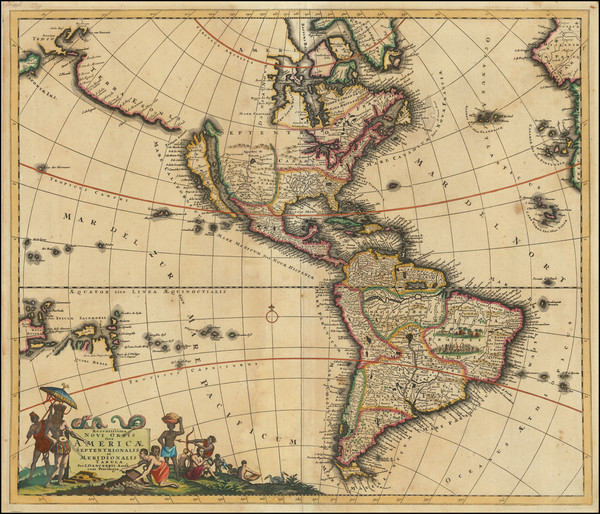 34-California as an Island and America Map By Justus Danckerts