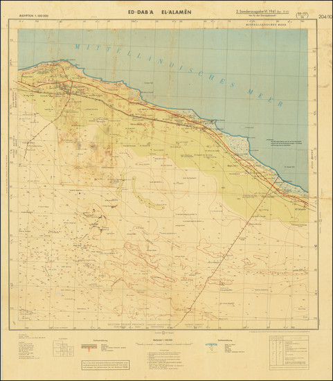 92-North Africa and World War II Map By General Staff of the German Army