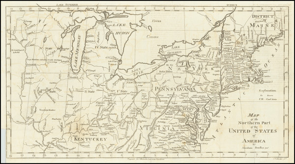 82-New England, Southeast and Midwest Map By Jedidiah Morse / Abraham Bradley