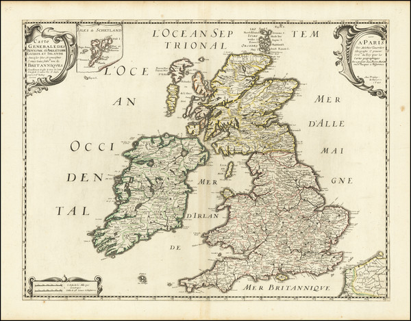 89-British Isles Map By Melchior Tavernier / Nicolas Sanson