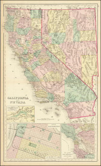 59-Nevada, California and Yosemite Map By O.W. Gray & Son