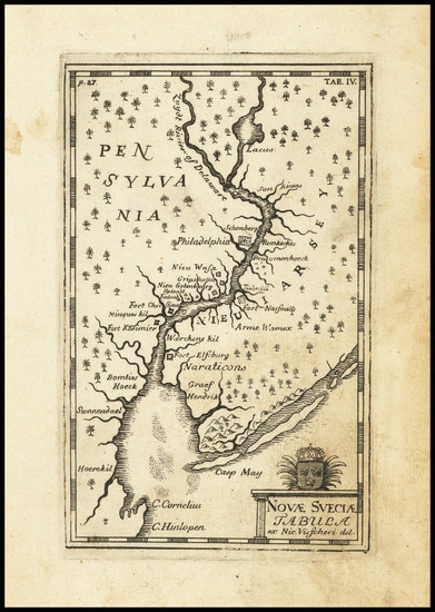 29-Mid-Atlantic, New Jersey and Pennsylvania Map By Thomas Campanius Holm