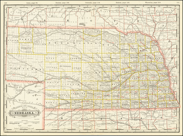 41-Nebraska Map By George F. Cram